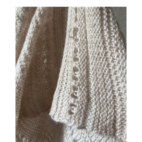 Free People Lightweight Blanket Wrap Boho Open Knit Tassel Shawl One Size - Picture 8 of 11